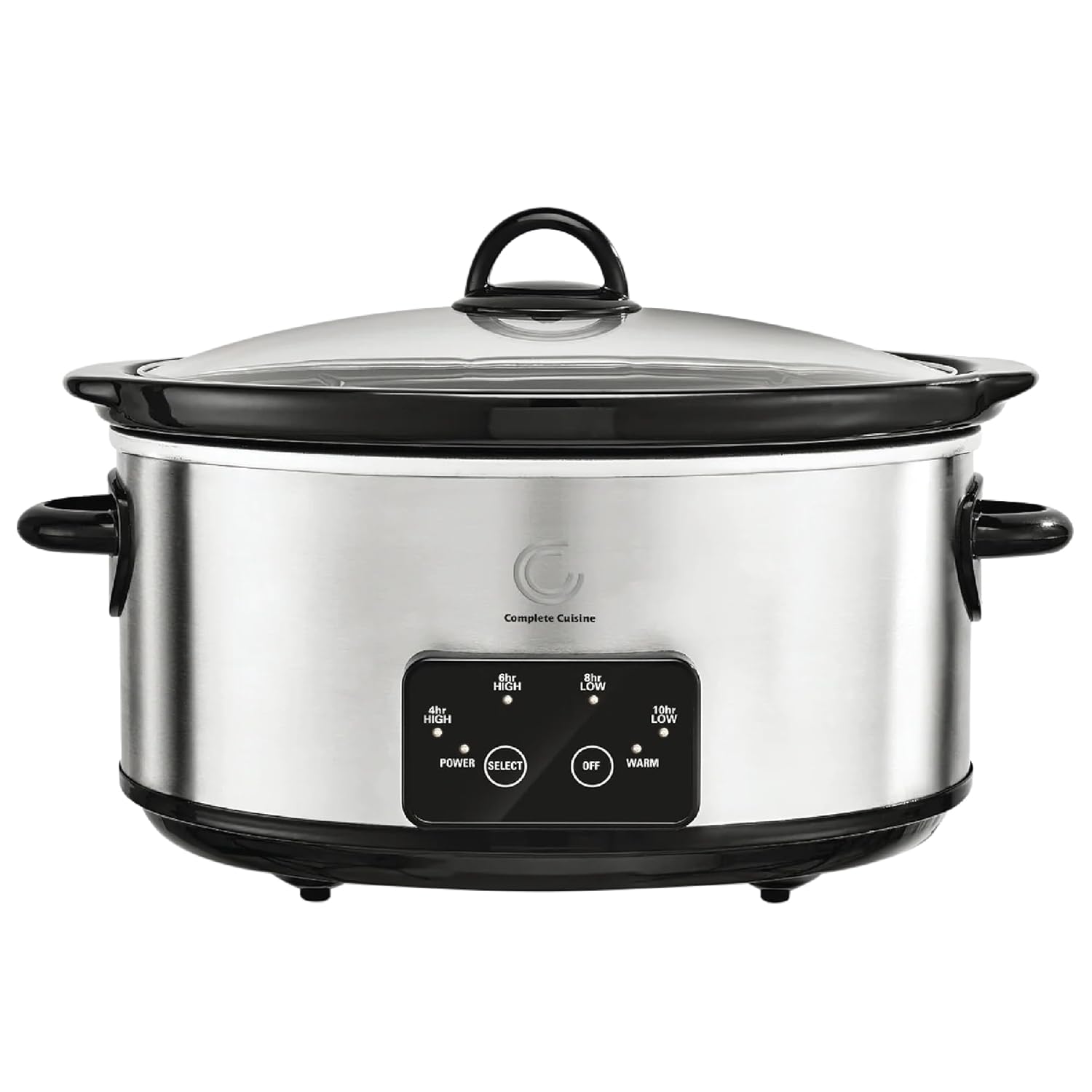 CC-6200-SS-PG 6-Quart Programmable Slow Cooker Oval Stainless-Steel Slow Cooker with Glass Pot-Cooker Lid