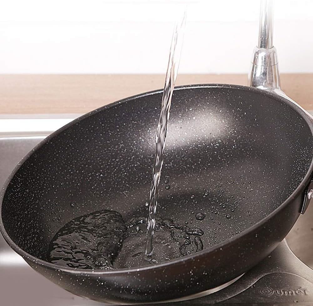 中華鍋 ノンスティック ダイカスト アルミ 食器洗い機対応 傷に強い 誘導調理鍋 ガラス付き 炒め鍋