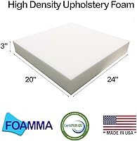 Vista 12 de Foamma 2" x 20" x 24" High Density Upholstery Foam, Chair Cushion Square Foam for Dining Chairs, Wheelchair Seat Cushion Replacement