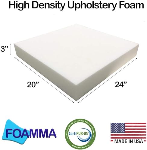Miniatura 12 de Foamma 2" x 20" x 24" High Density Upholstery Foam, Chair Cushion Square Foam for Dining Chairs, Wheelchair Seat Cushion Replacement