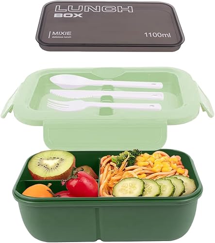 Lonchera Bento, caja Bento de 3 departamentos de 37.2 fl oz, lonchera para adultosadolescentesniñosregreso a la escuela, contenedor de almuerzo con