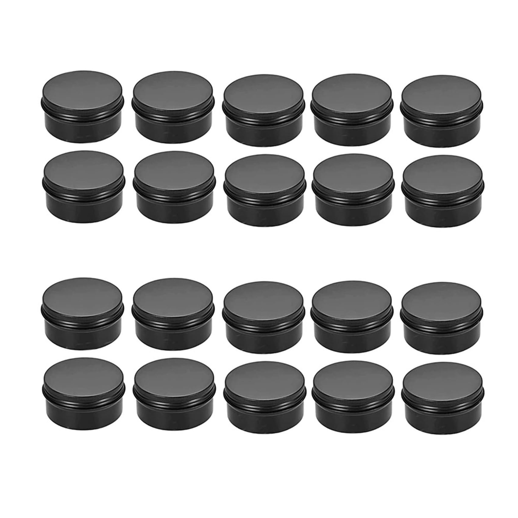 Hndhbfgrt 20Packs Empty Jars 80Ml Black Round Aluminum Tin Cans Top Metal Steel Tins Lip Balm Tins Box Cosmetic Containers