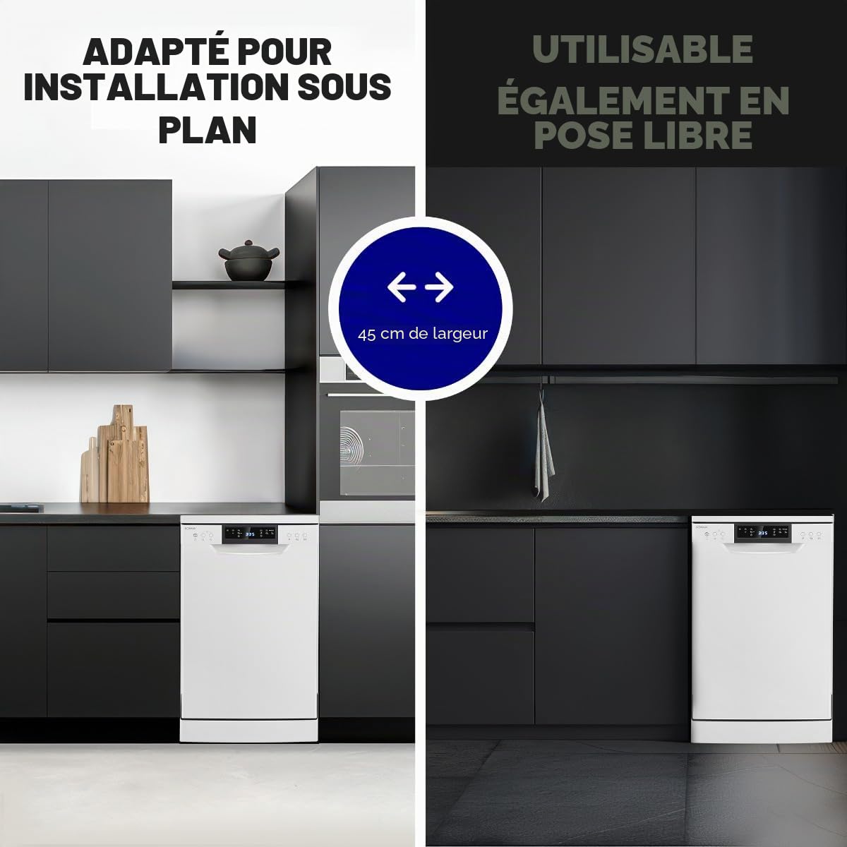 Bomann Lave-Vaisselle Encastrable 45 cm GSP7418-10 10 Couverts Blanc Acier Inoxydable 7 Programmes Affichage LED Sécurité Enfant 47 dB