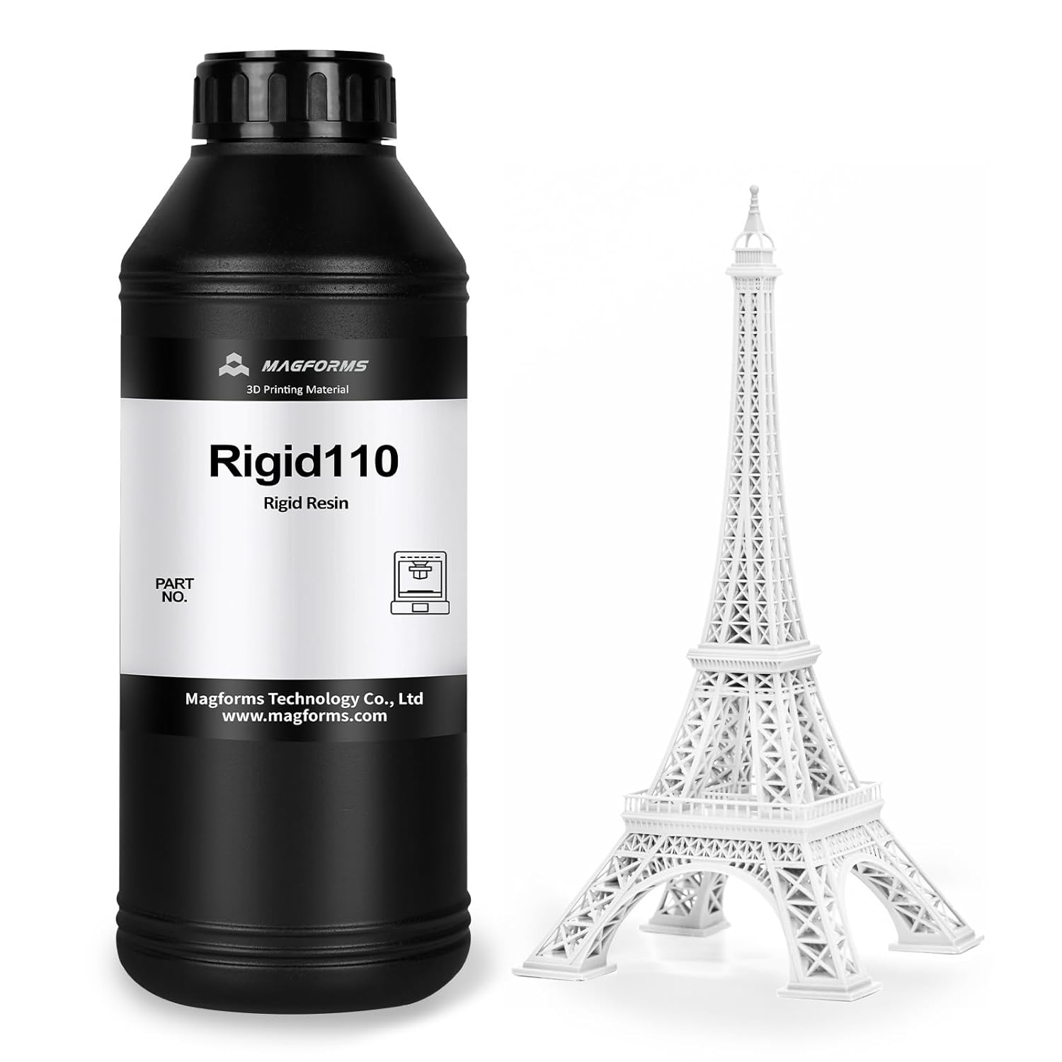 Rigid110 3D Printer Resin, Ultra-high Stiffness & High Precision, Designed for Engineering/Prototype, Non-Brittle 3D Printing Liquid Resin for LCD DLP 3D Printers (White, 1000g)