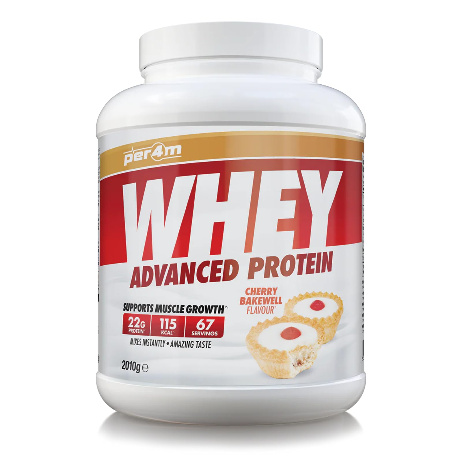 Per4m Protein Whey Powder | 67 Servings of High Protein Shake with Amino Acids | for Optimal Nutrition When Training | Low Sugar Gym Supplements (Cherry Bakewell, 2010g)