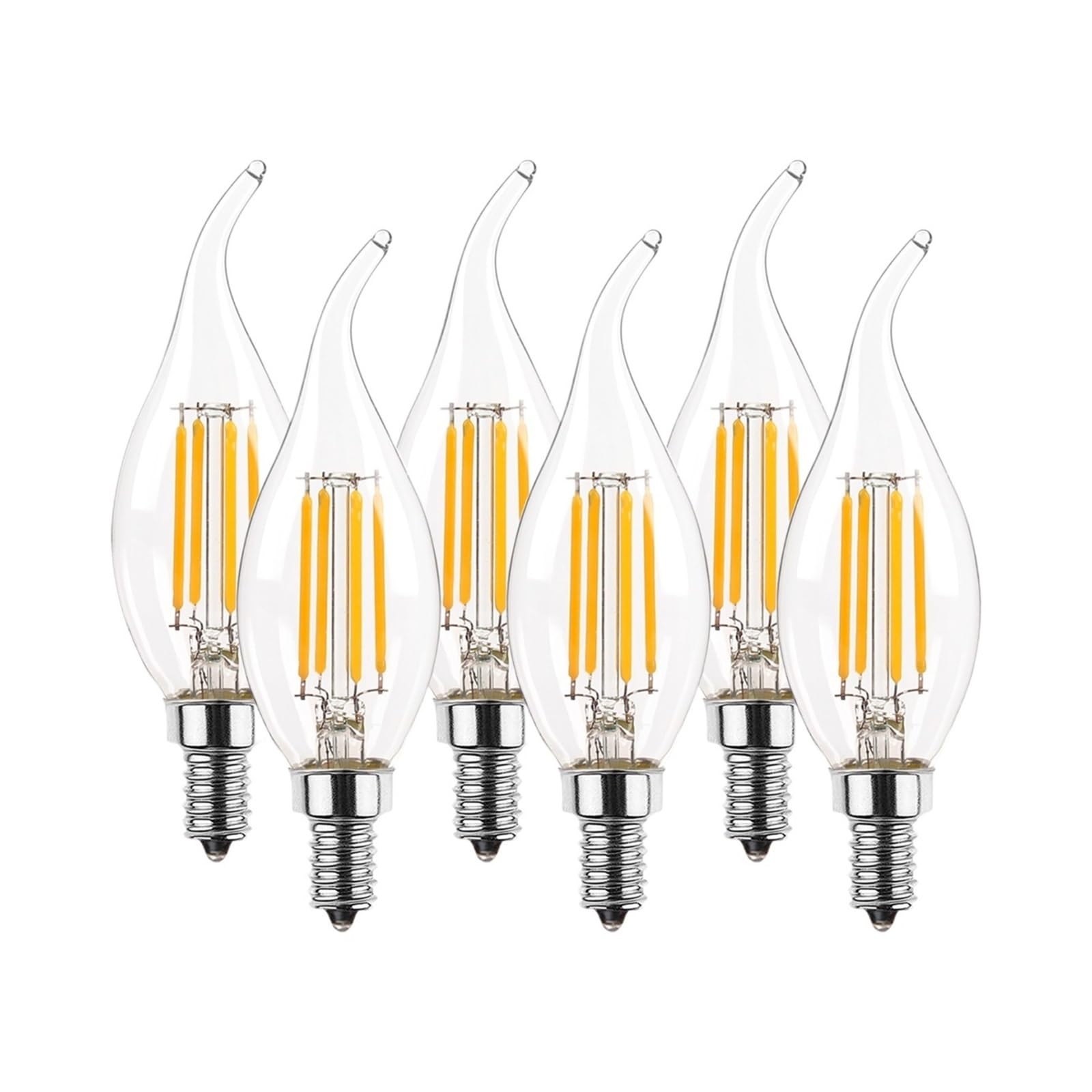JrEam Ampoules LED for Lustre, C35 4W, Pointe de Flamme, équivalent 40W, E12, E14, Base de candélabre, 220V, 6 pièces(E14 220V)