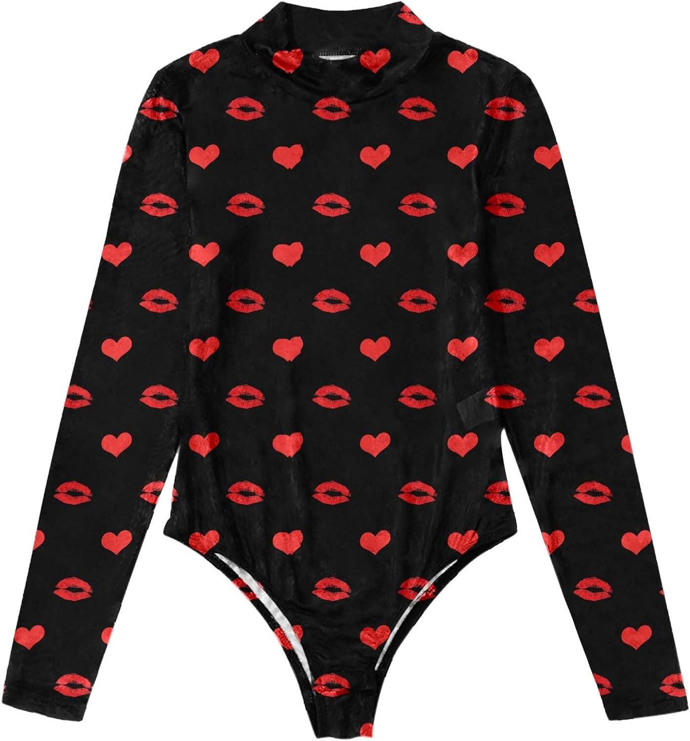 Valentines Mesh Top for Women,Love Heart Printed Long Sleeve Top Sexy Bodycon See Through Layering Tops for Women 2026 - Image 4