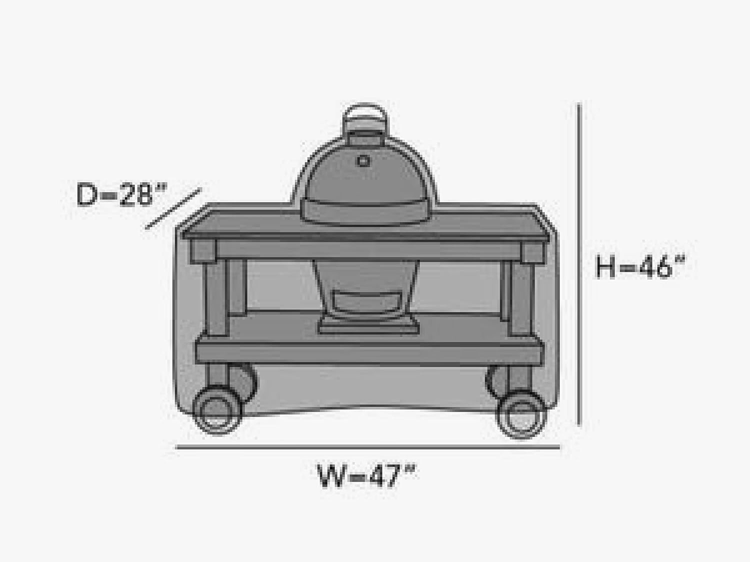 Covermates Kamado Cart Grill Cover - Heavy-Duty Polyester, Weather Resistant, Mesh Vent, Grill and Heating-Ripstop Black
