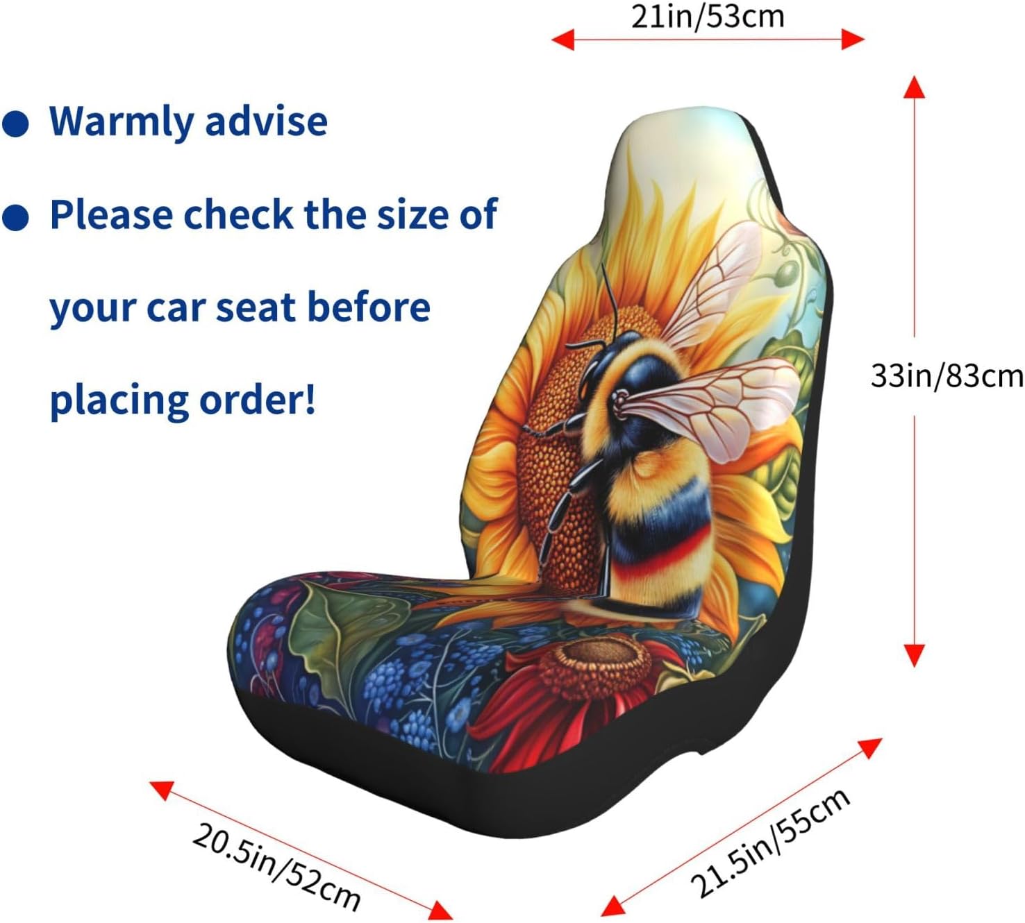 Bee and Sunflower Car Seat Covers Universal Auto Seat Cushion Protector Automotive Interior Decoration for Cars SUV Truck Sedan