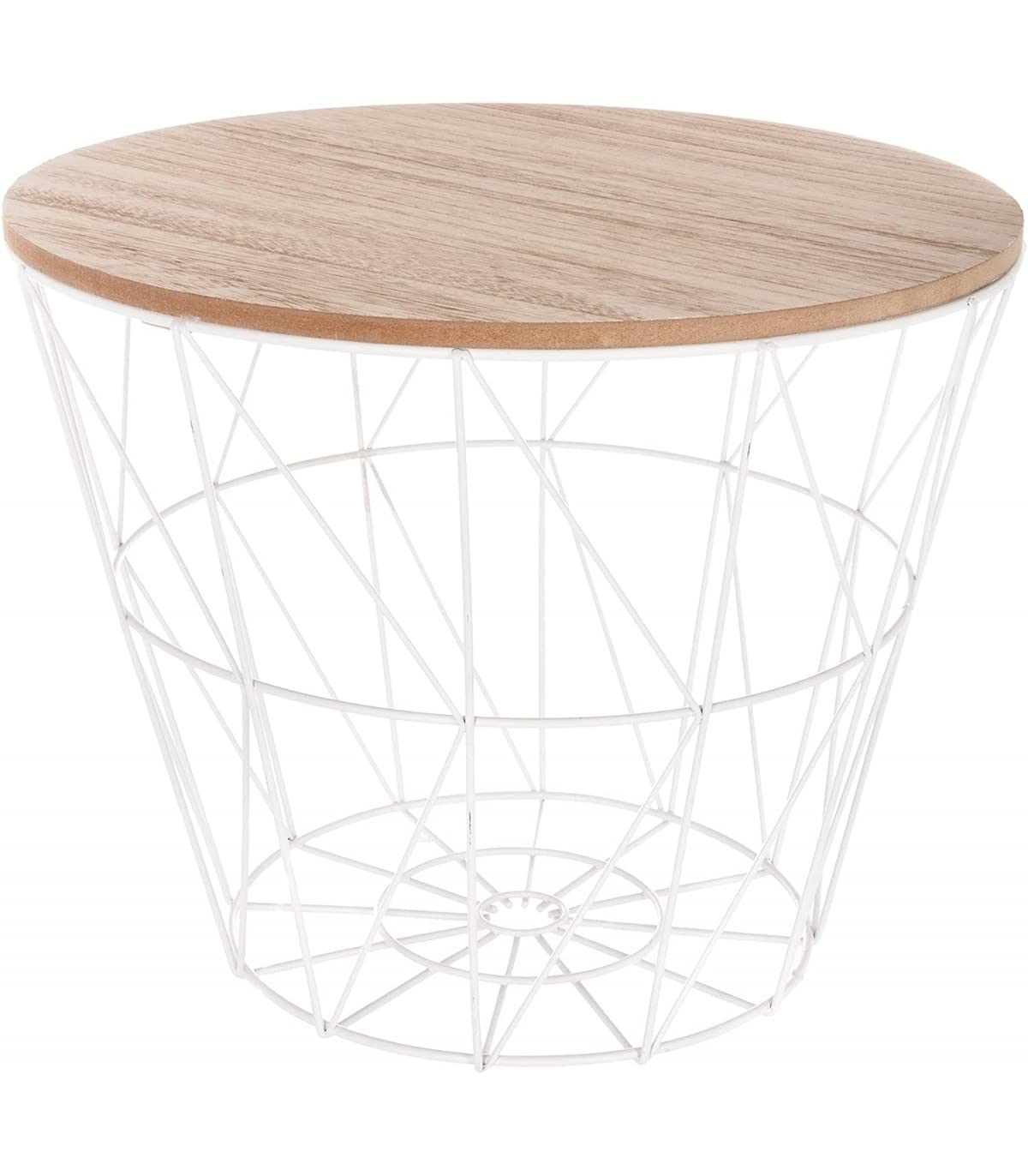 TIENDA EURASIA Mesa Auxiliar Nordica - Mesas Auxiliares de Centro - Estructura Metalica y Tapa de Madera Extraible - Ideal para Combinar en Salones y Dormitorios (D 38 x H 30,5 cm, White)