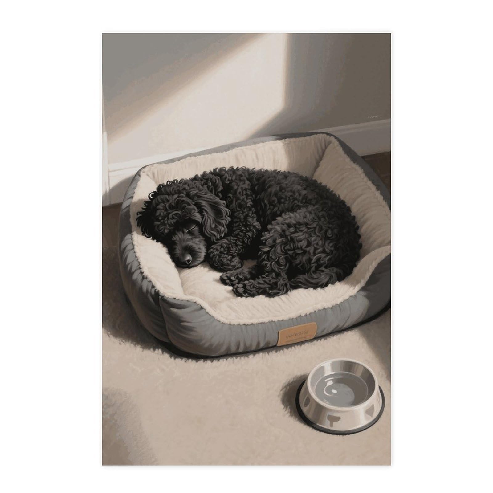 Poster caniche autocollant en papier amovible pour decoration de bureau
