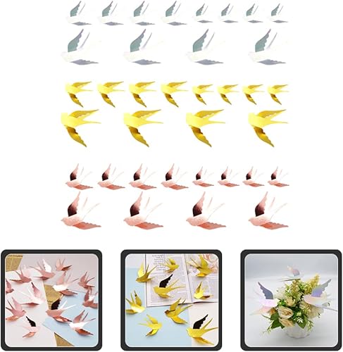 Miniatura 8 de Happyyami 36 calcomanías de pared de papel de pájaros voladores 3D, calcomanías de pared de pájaros voladores, despegar y pegar, calcomanías de
