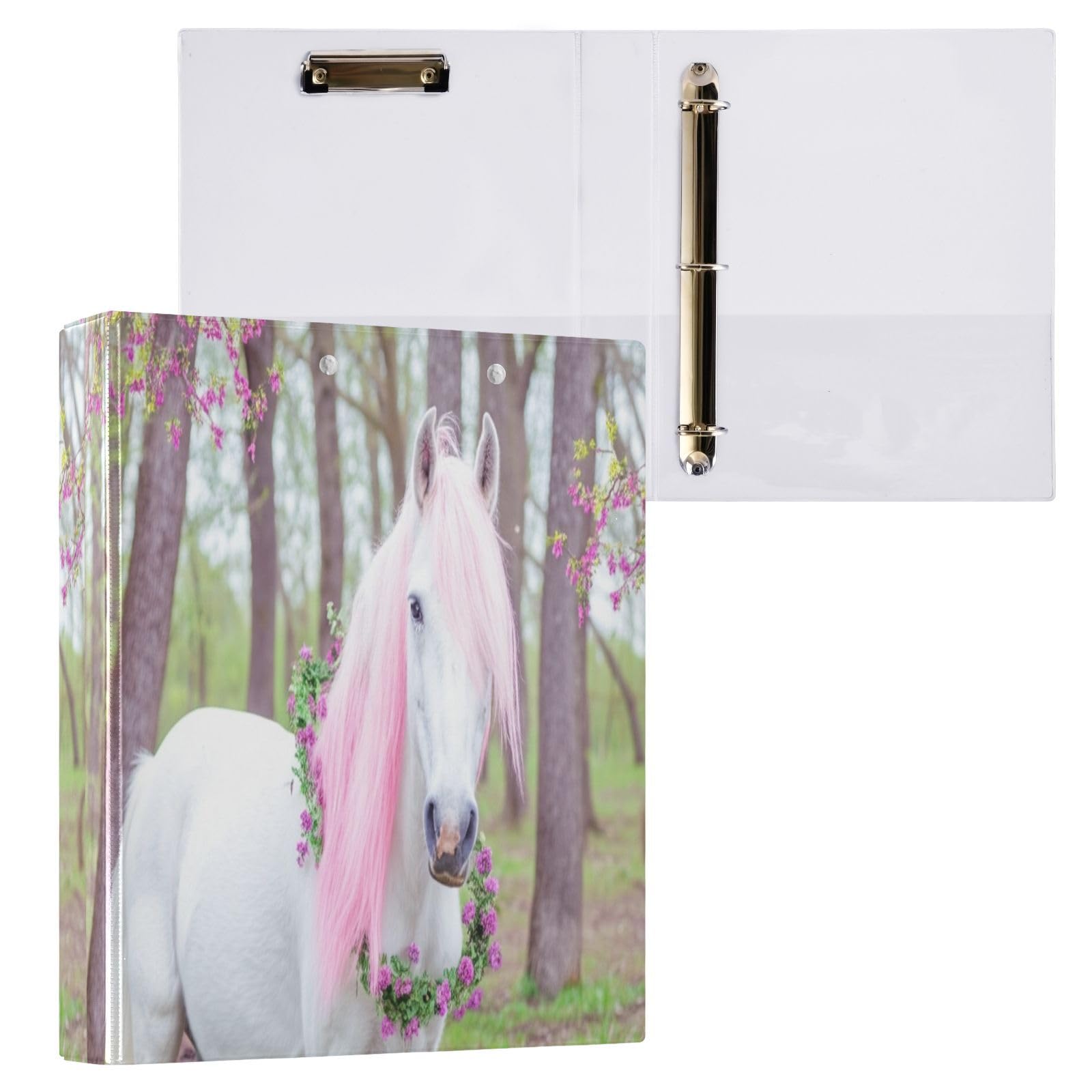 White Horse - Raccoglitore a 3 anelli con molla, 3 anelli, 3,8 cm, con portablocco grande, 3 raccoglitori per scuola, università, ufficio (confezione da 2)