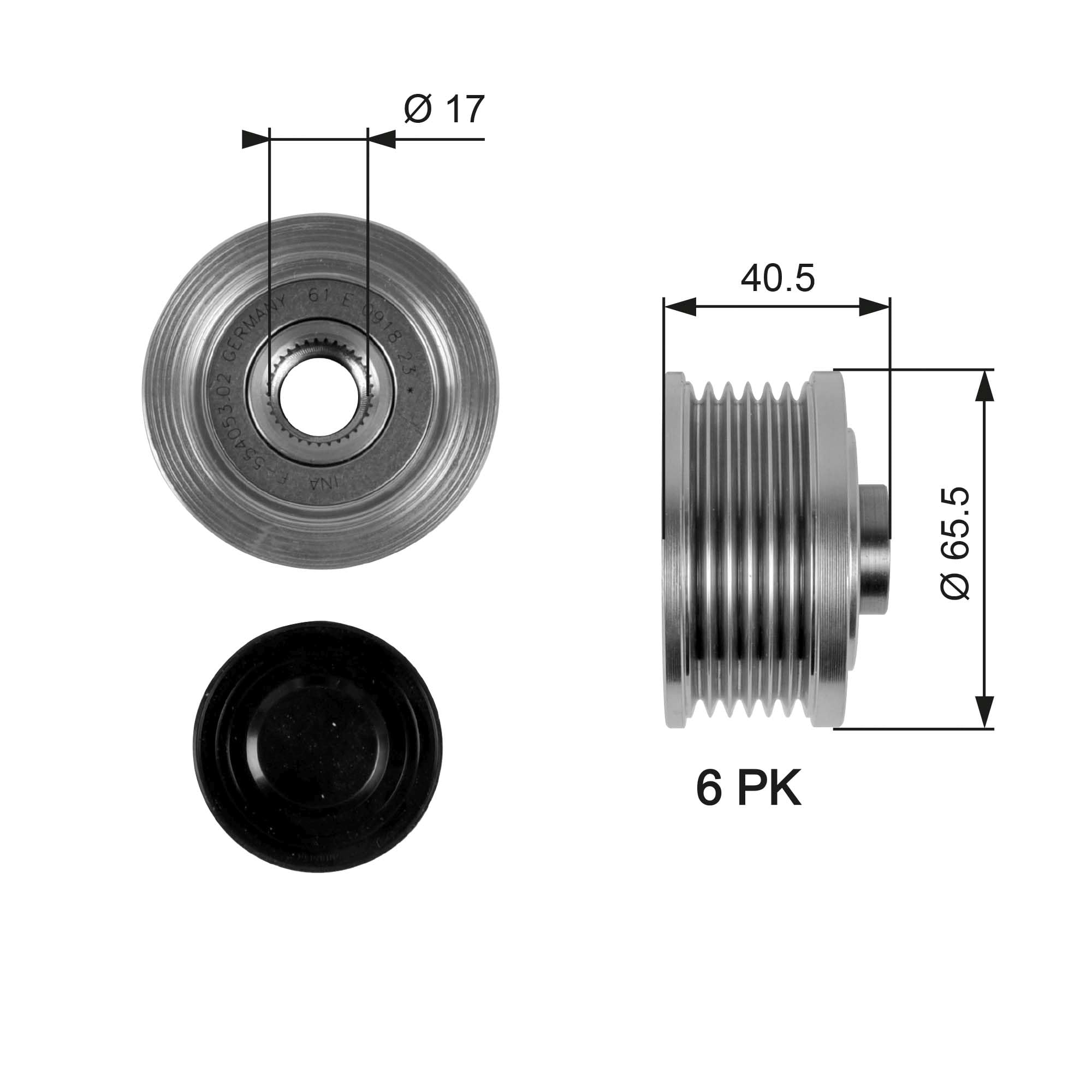 GATES Dispositivo ruota libera alternatore Ø65mm 1204413 3117179J00 7789-10052 Compatibilità con OPEL Astra H Hatchback A04 Astra H GTC A04 Vectra C CC Z02 Astra H Caravan A04 Astra H TwinTop A04