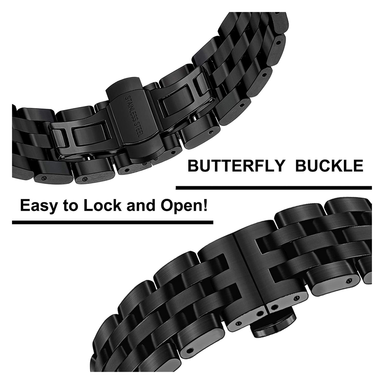 Bracelet de rechange en acier inoxydable de 20 mm et 22 mm, 22mm