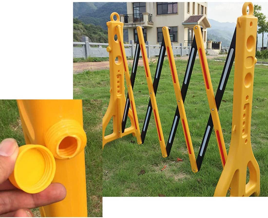 Barricada móvil plegable, valla de tráfico retráctil, extensible hasta 8.3 pies, barreras de seguridad portátiles llenas de agua para seguridad vial, barrera de plástico para exteriores