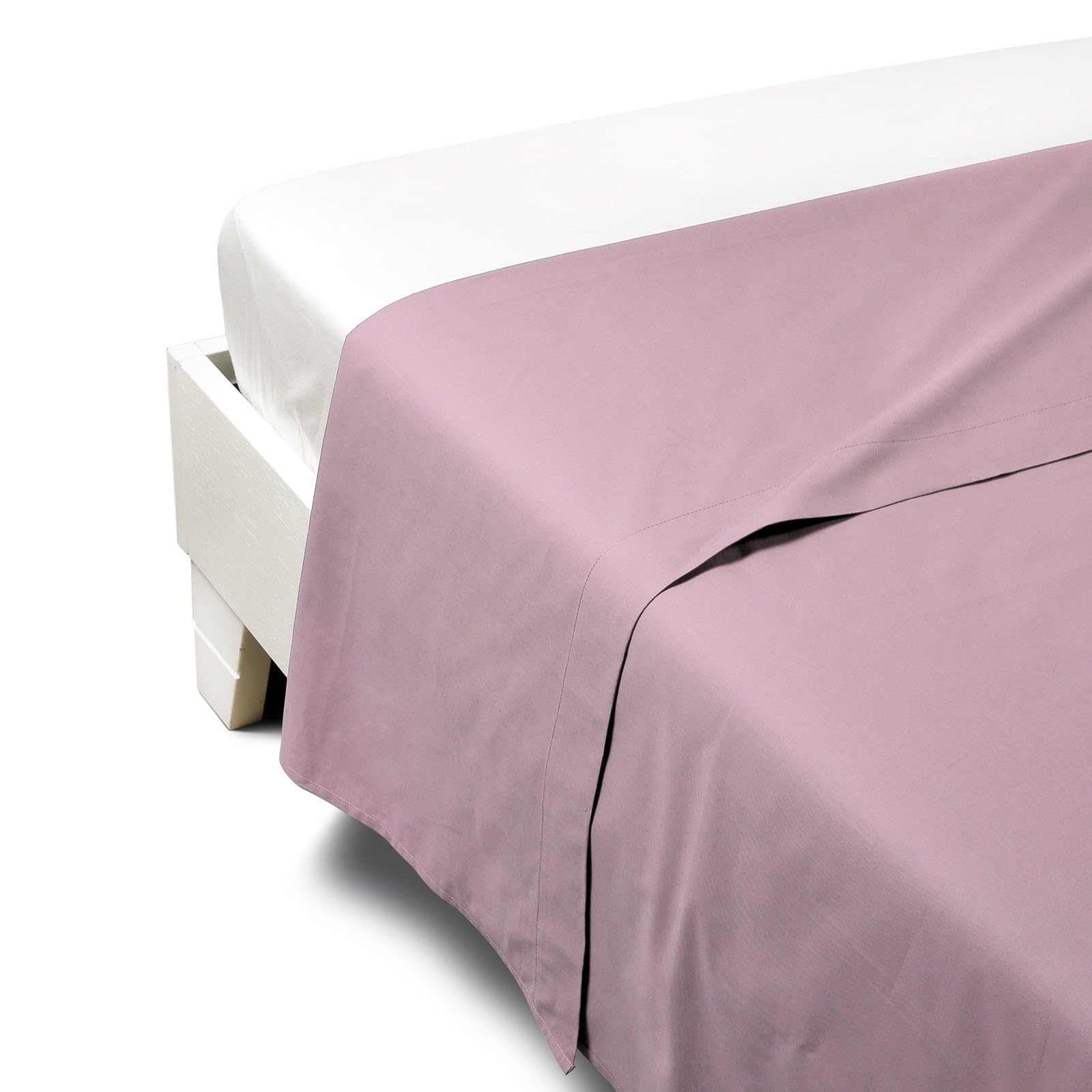 Drap-housse lit double percalle Caleffi rose fini les draps qui glissent