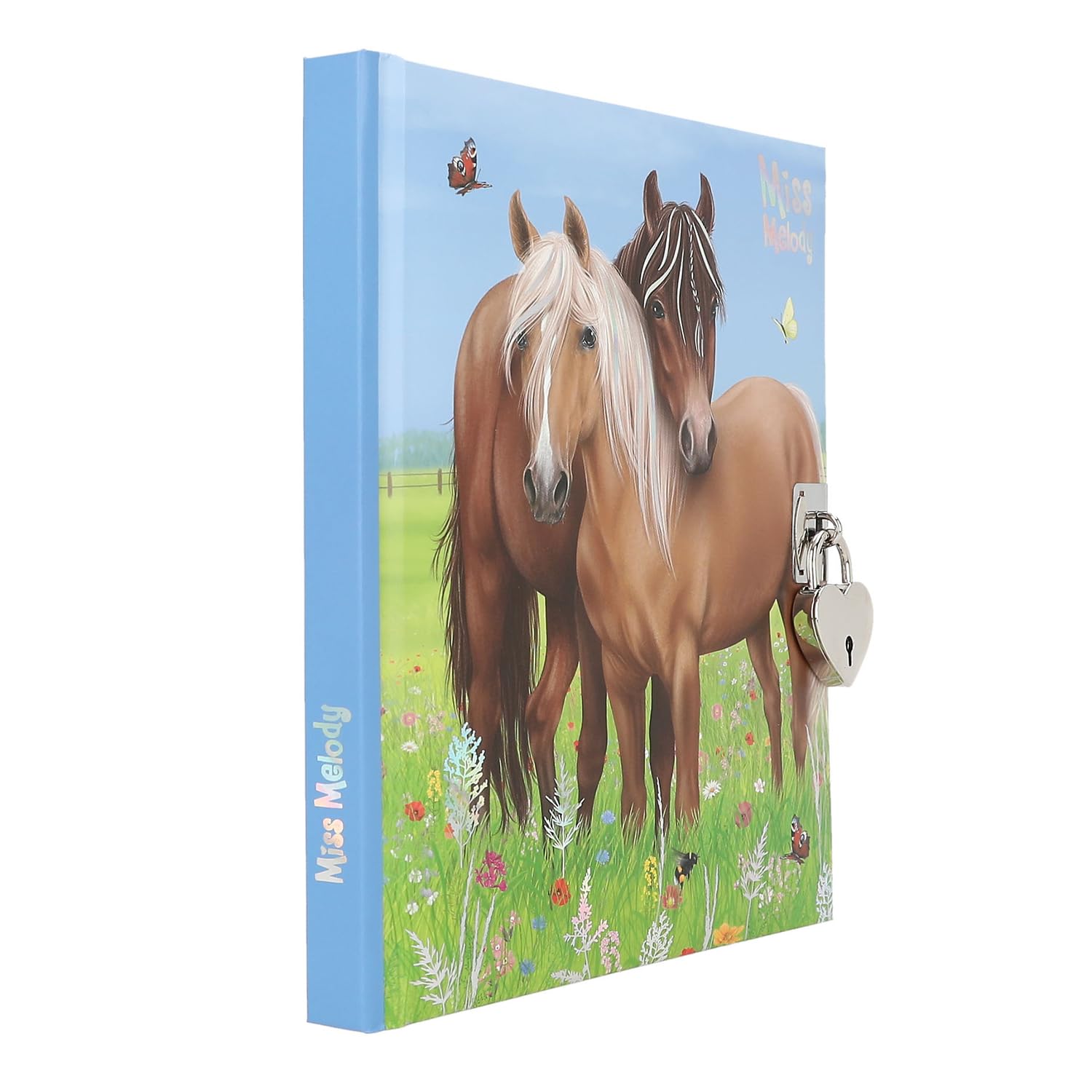 Depesche 12967 Miss Melody Horse Diary with Heart Lock Book with 192 Lined and Beautifully Illustrated Pages, Multi-Colour