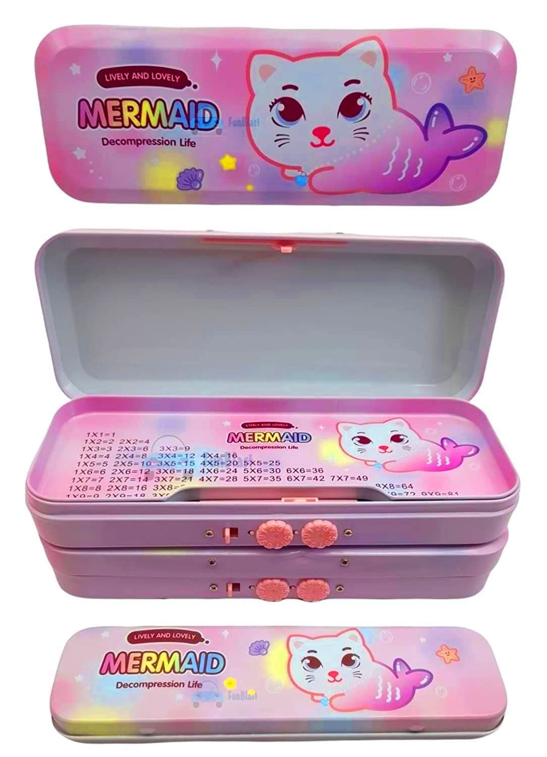 FunBlast Mermaid Pencil Box for Girls, Metal Pencil Box with Number Lock, Pen and Pencil Box, Stationary Organizer Box for School Kids, Birthday Return Gift (Multicolor) (B09RQMK5ZS) Amazon Price History, Amazon Price Tracker