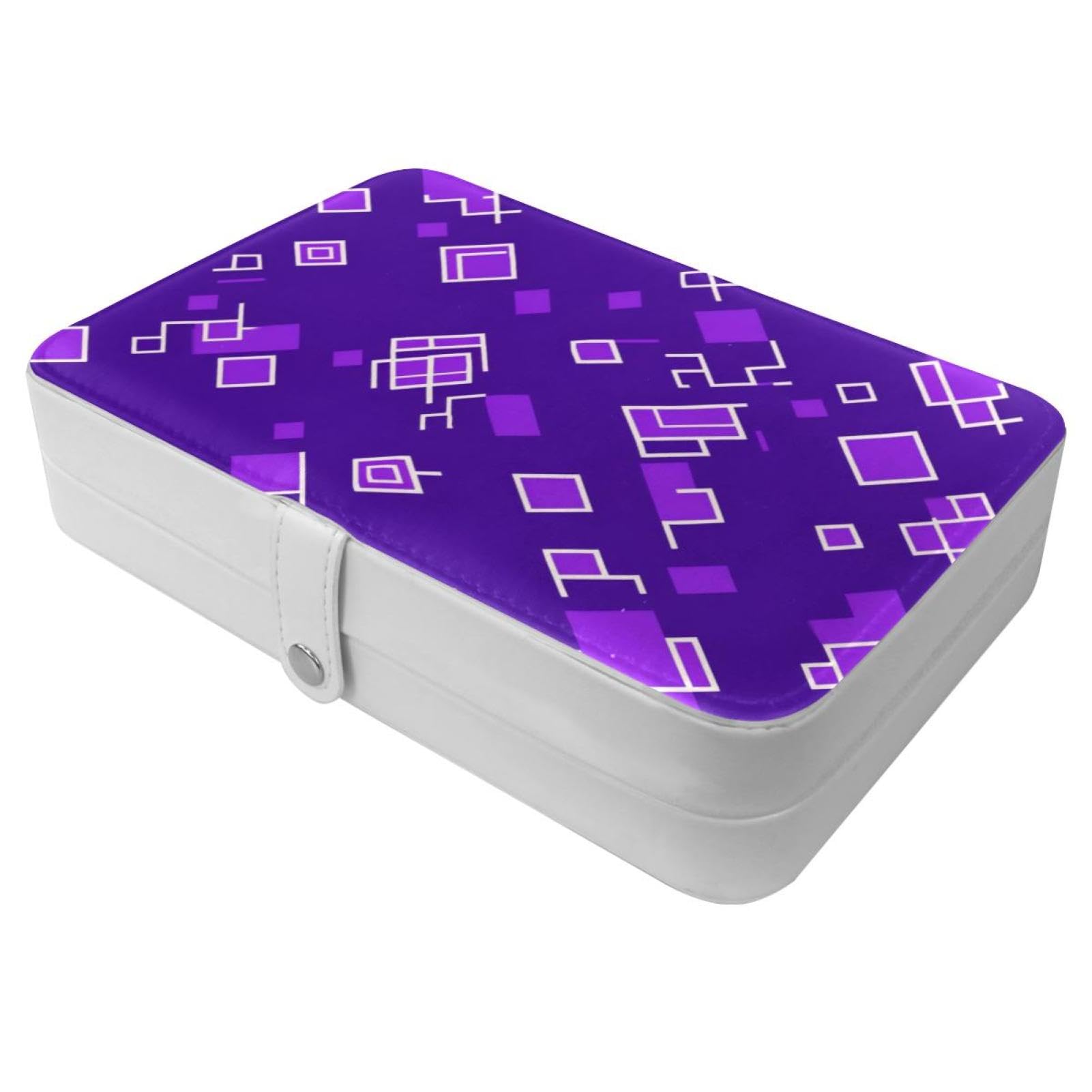 Boîte à bijoux carrée violette pour ranger bagues et colliers au quotidien