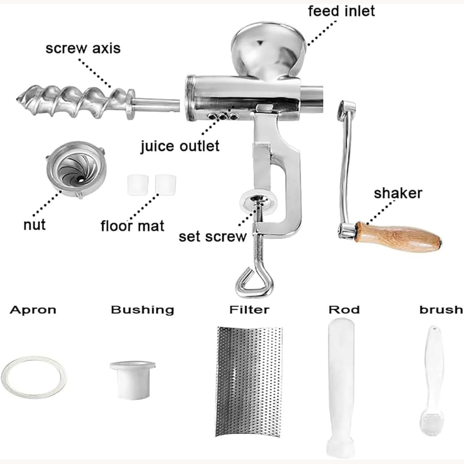 Extracteur De Jus d'herbe Blé Manuel, Presse-Agrumes Portable | Presse-fruits et légumes à manivelle en acier inoxydable, pour extraire le jus de céleri, chou frisé, épinards et grenade
