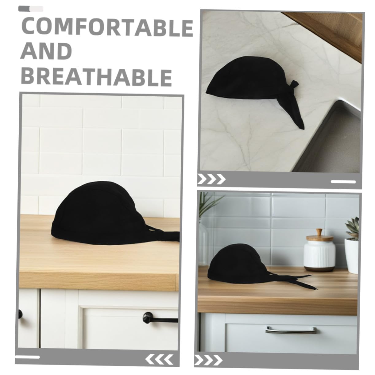 Gorro de Cocina Negro 12 Piezas de Algodón para Personal de Servicio | Uso Versátil y Elástico, Restaurante y Hotel, Estilo Profesional Moderno