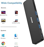 Vista 6 de BENFEI HUB USB C 7 en 1, Adaptador HUB Multipuerto USB-C con HDMI (Certificado 4K @ 60Hz)/Entrega de energía de 100W/3*USB 3.0 5Gbps/Lector