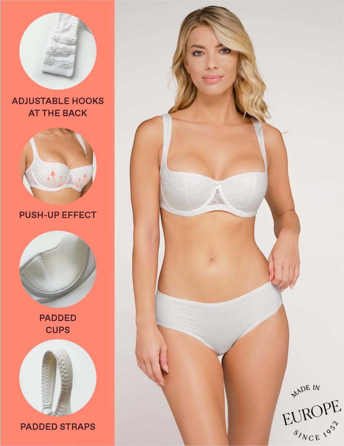 Rosme Lingerie Reggiseno a Balconcino da Donna, Collezione Grand