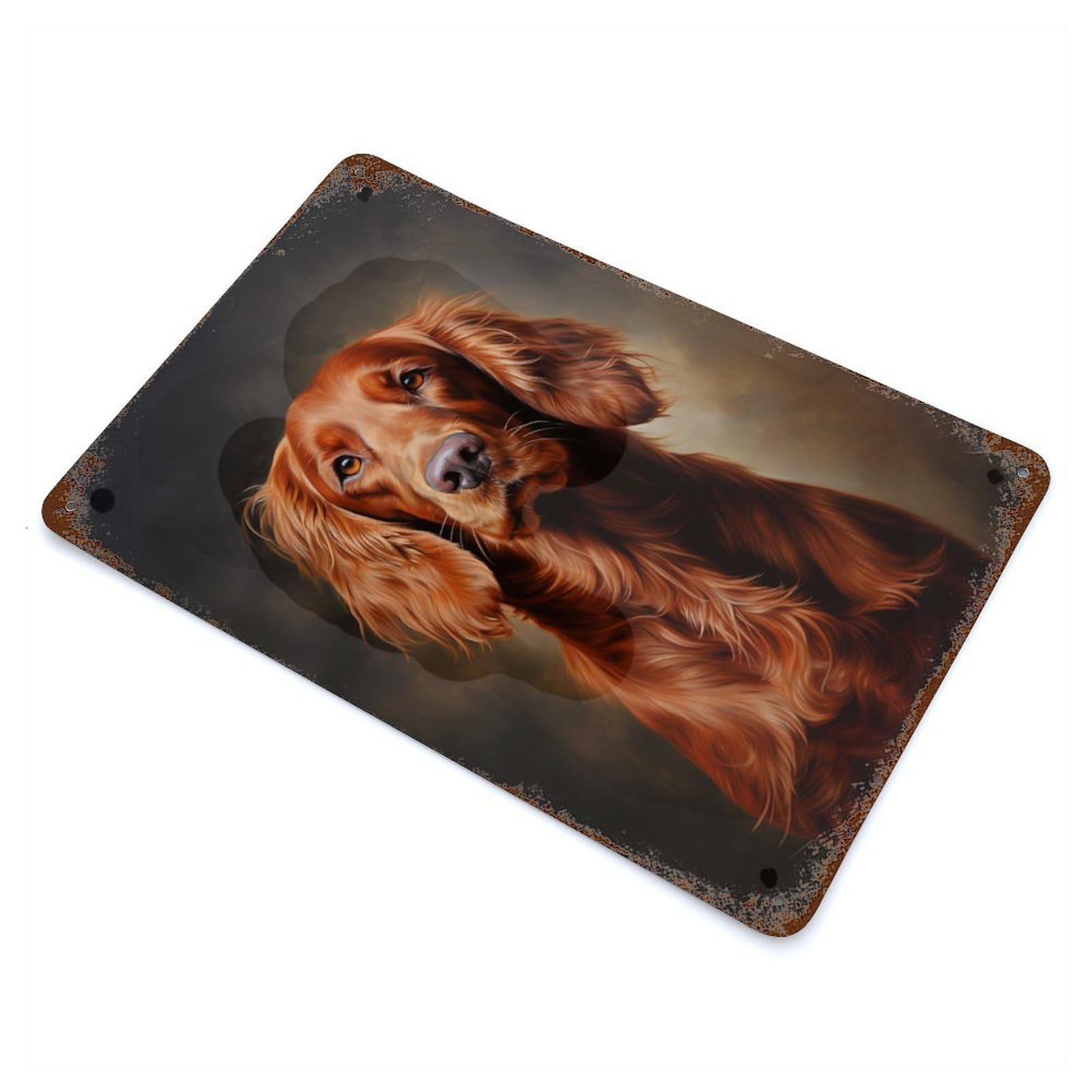 Garage Style Irish Setter Aged Metal Wall Plaque 11.8"x7.9", Decorative Metal Wall Art for Bar And Workshop