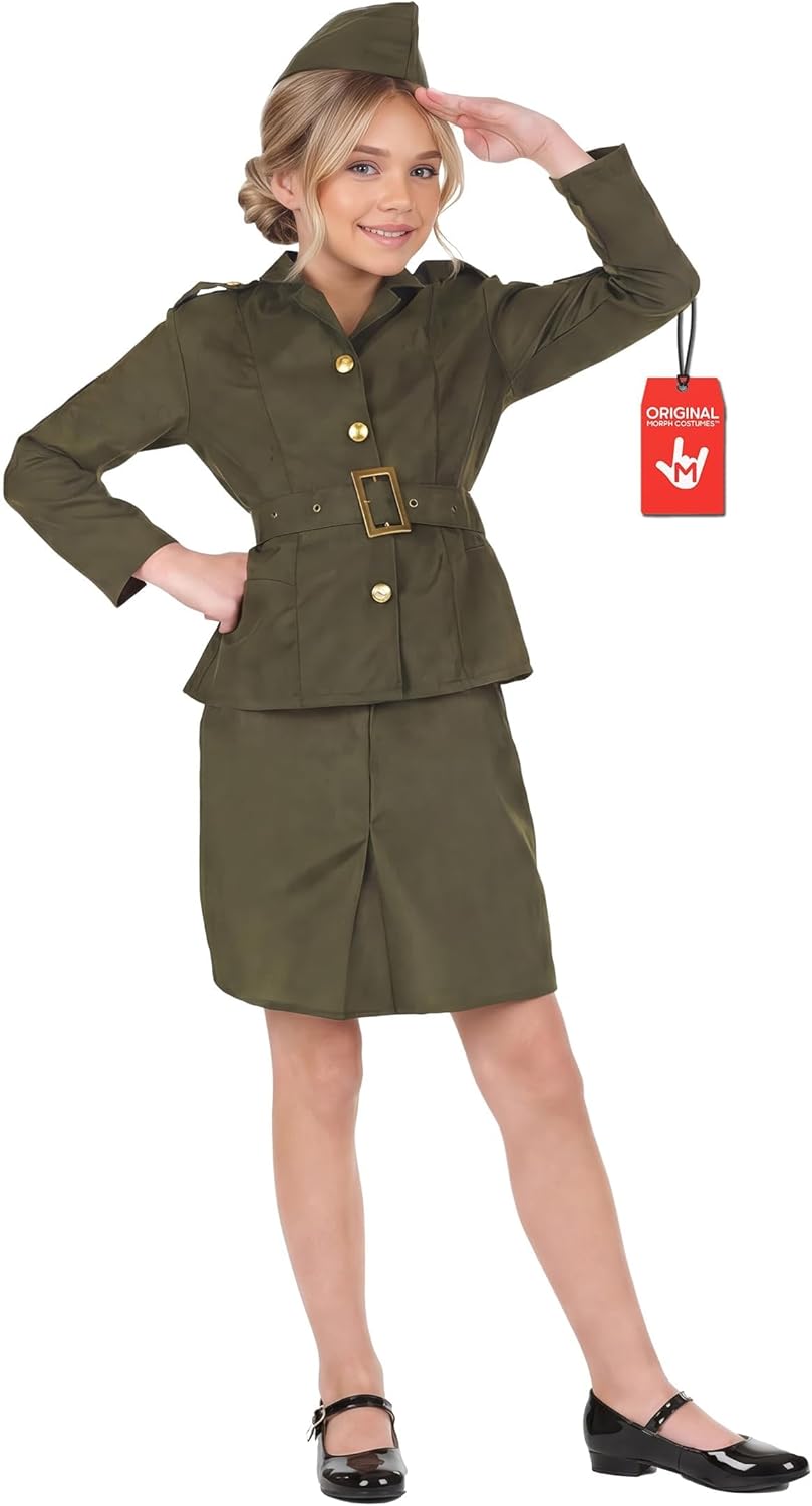fun shack Girls Army Costume, WW2 Costume Kids, Girls Military Costumes, Book Character Day Costume