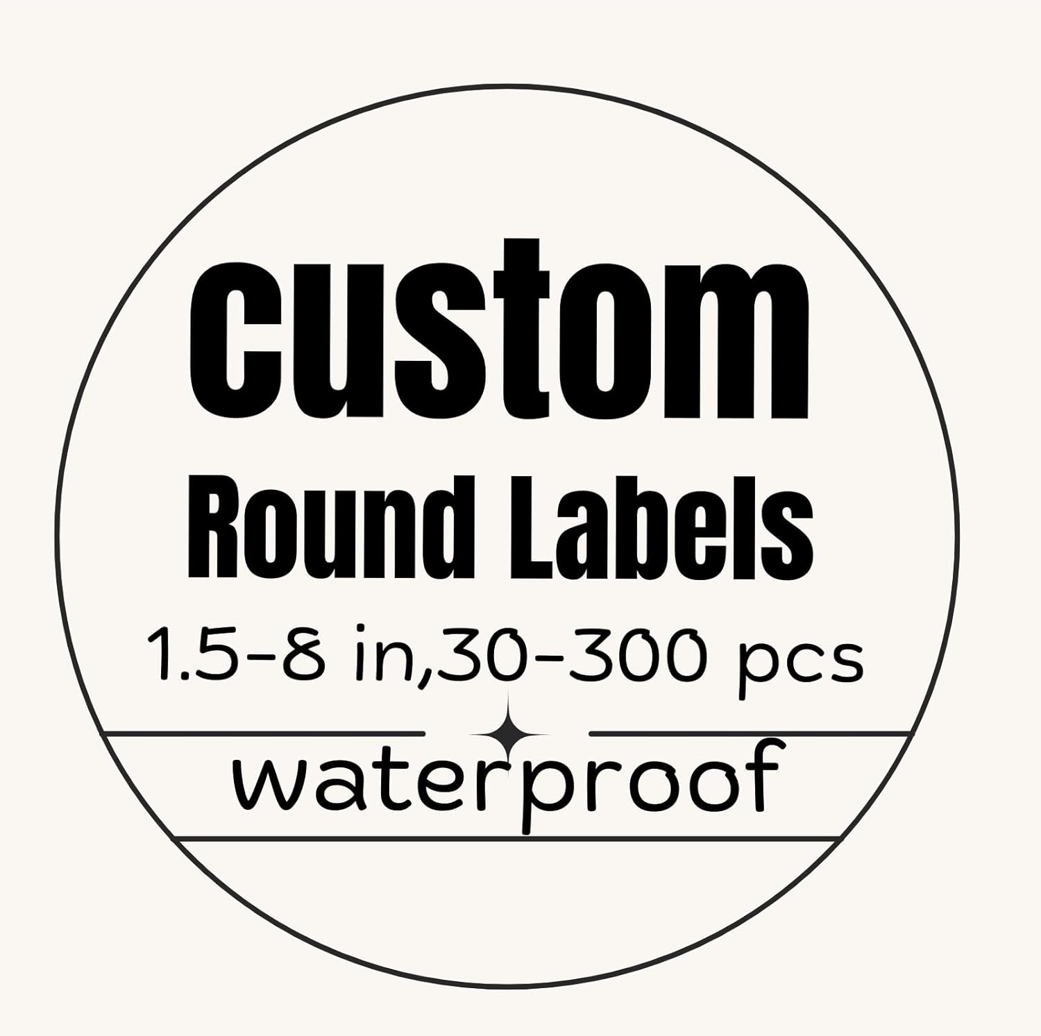 Custom Round Labels Stickers, 1-8 in, 30-300 pcs, Custom Circle Labels Stickers, Uplaod Your Design (8 in)