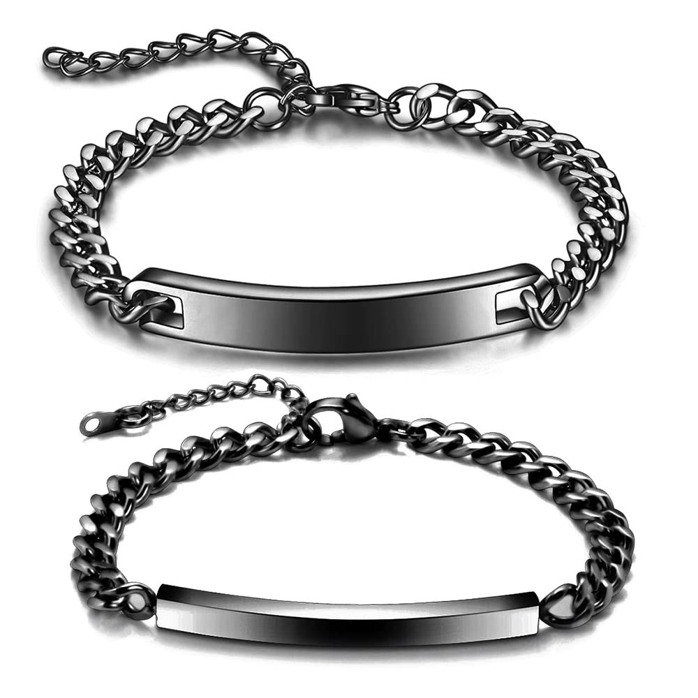 ID Edelstahl Partner Armbänder + Gravur nach Wunsch Partnerarmbänder mit Box