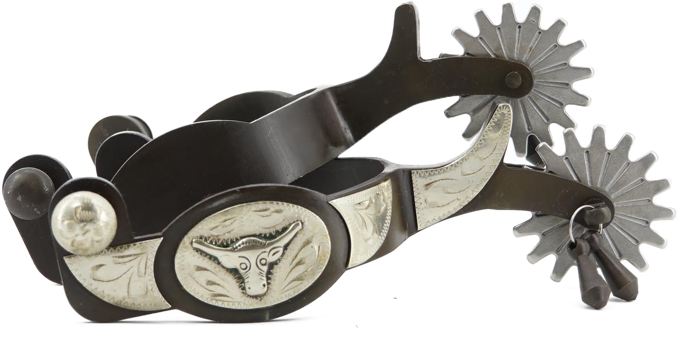 Western Antique Cowboy Sporen mit Gravur Design mit Sporenriemen