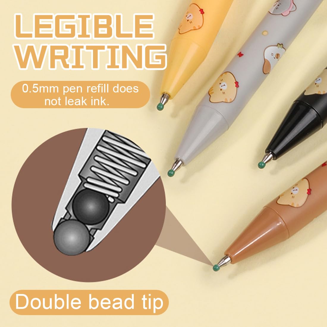 4 Penne A Gel Kawaii Con Stampa Gatto E Cane - Penne Dell'Amicizia, Colorate - Per Scuola E Ufficio - Foto 2