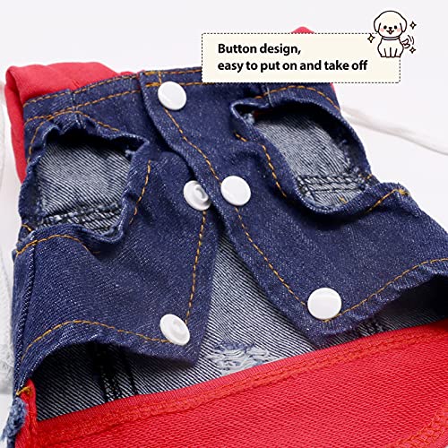 SILD Pet Clothes Dog Jeans Jacket Puppy Cat Clothes Dog Hoodies Cool Coat Dog Clothes for Small Medium Dogs (Blue Red M) - Thumbnail 3