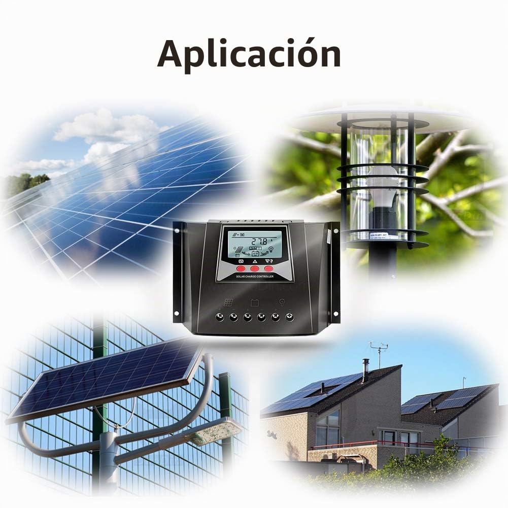 SolaMr 60A Controlador Solar de Carga 12V/24V/36V/48V Voltaje de Identificación Automática Regulador Inteligente con Pantalla LCD para Sistemas Solares Domésticos - WP6048D