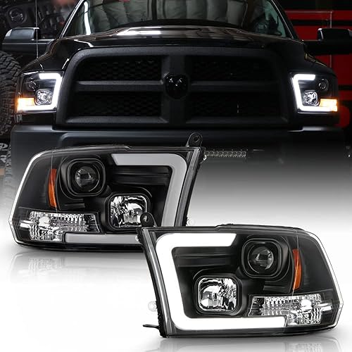 ACANII - Para Dodge Ram 1500 2500 3500 LED negro 2009-2018 proyector de tubo faros delanteros lado del conductor y del pasajero
