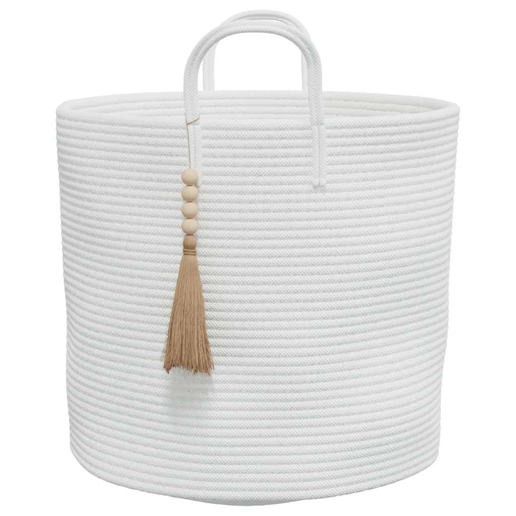 Aufbewahrungskorb Weiß Ø40x35 cm Baumwolle für Schlafzimmer Wohnzimmer