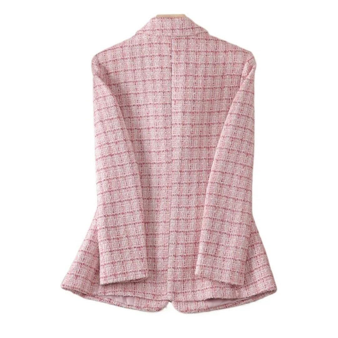 Blazer in Tweed da Donna Primaverile E Autunnale retrò Elegante A Quadri Casual da Ufficio Stile Commuter alla Moda con Revers Classico vestibilità Comoda E Versatile