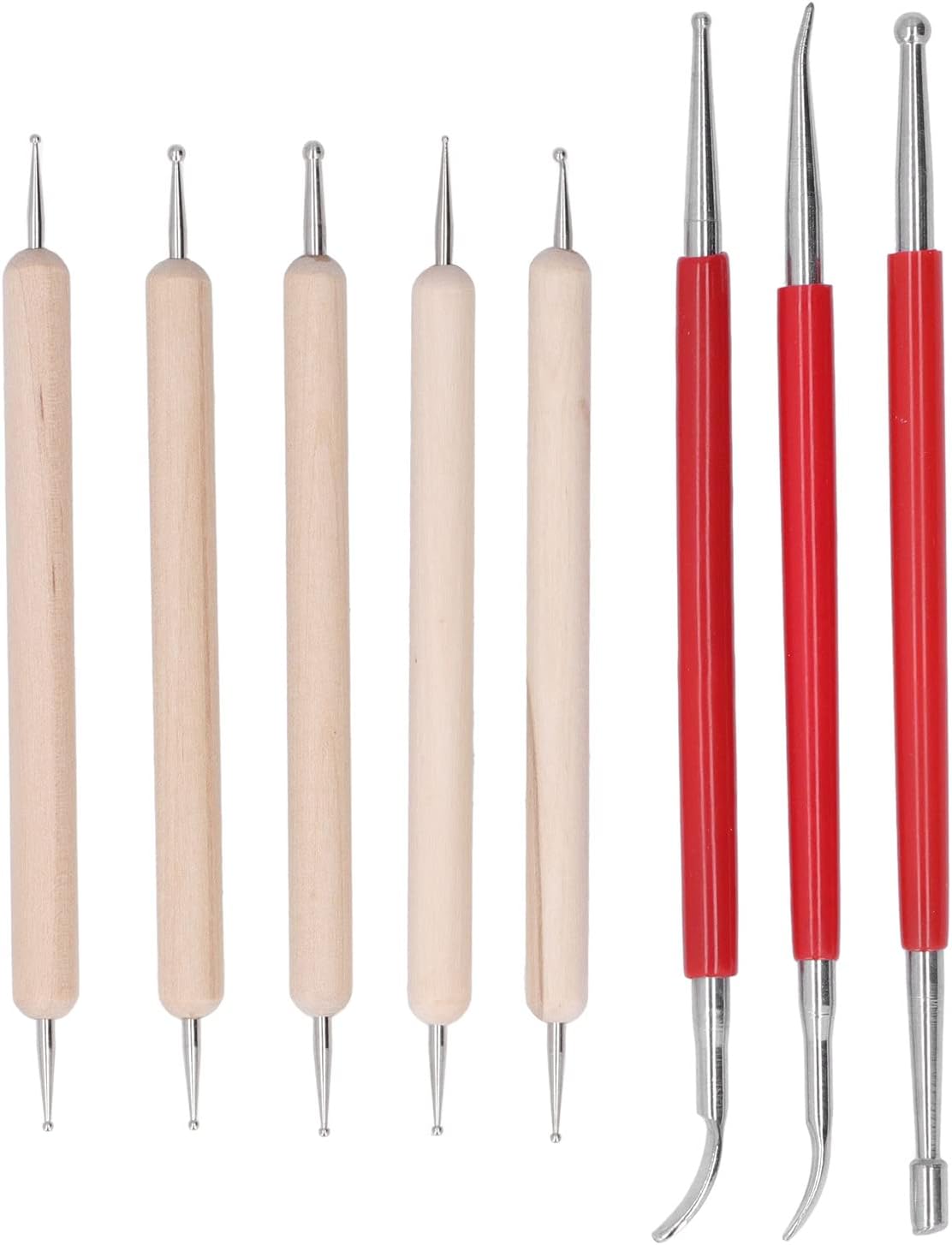 Double End Tracing Dotting Stylus, Small Portable Engraving Stylus Set with Stainless Steel Tips for Modeling Carving Smoothing Clay Ceramic Sculpture DIY Crafts