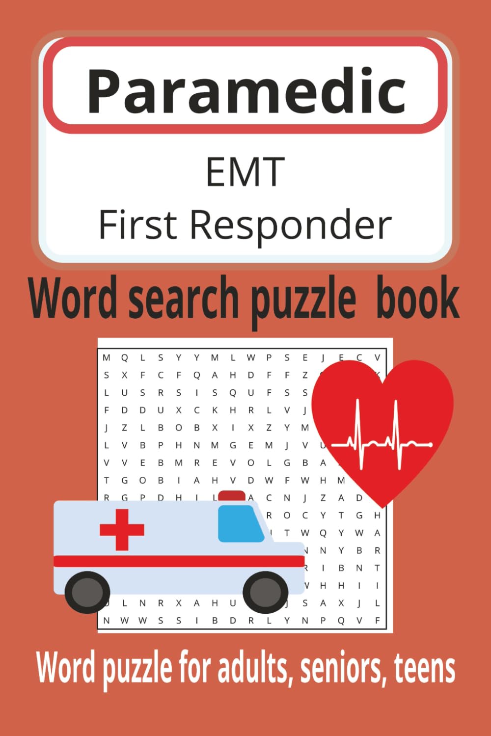 Paramedic, EMT, first responder word search book