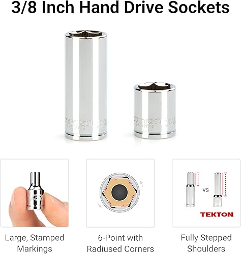 Miniatura 3 de TEKTON SKT13301 - Juego de llaves de 6 puntos y trinquete de 38 pulgadas con rieles, 74 piezas (14-1 pulgada, 0.236-0.945in)