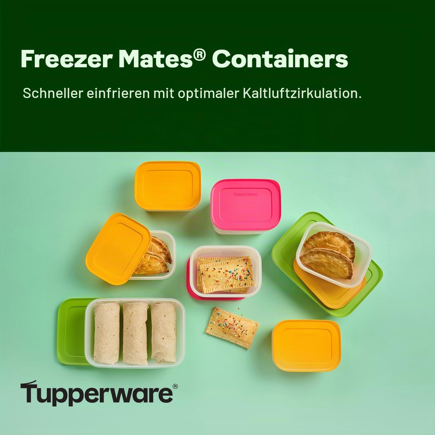 Tupperware Freezer Mates Gen II – Set von Lebensmittelbehältern, spülmaschinengeeignet und BPA-frei, 8 Behälter + 8 Deckel