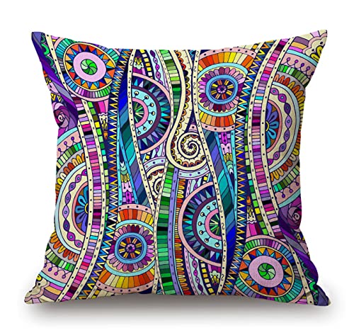 Solekla Outdoor Throw Pillow Cover Original Drawing Tribal Doddle Ethnic Pattern Decorative Pillows Farmhouse Cushion Cases Home Decor for Couch 18x18 inch