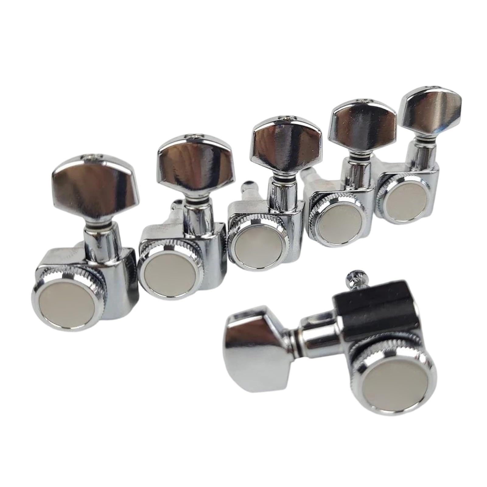 Clavijas De Guitarra Eléctrica Con Bloqueo Sin Tornillos Afinadores Clavijas Afinación Cuerdas 6 En Línea Cromado Y Plateado(Silver 6L)