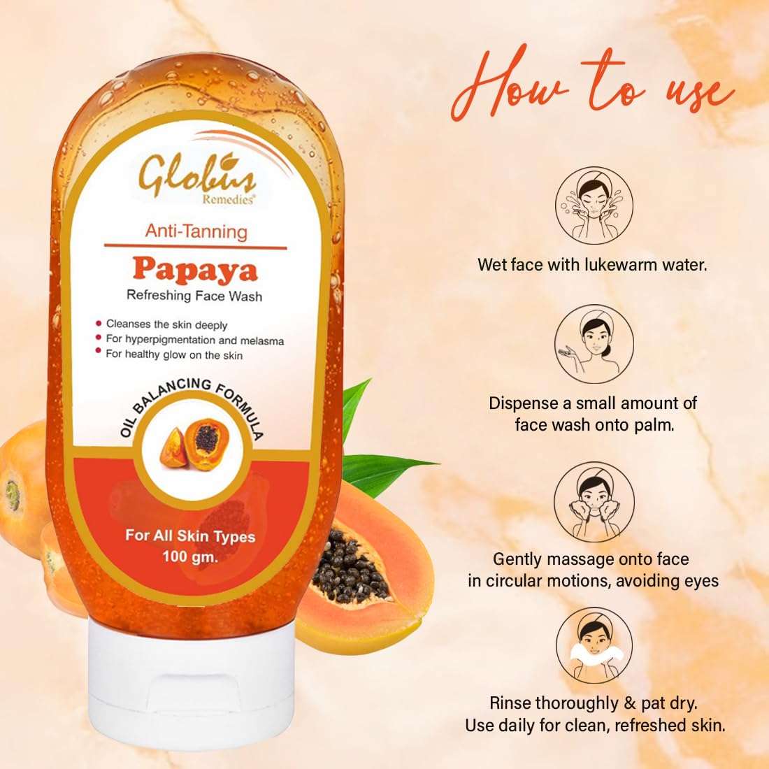 Globus Papaya Purifying Face Wash - 100 ml 3