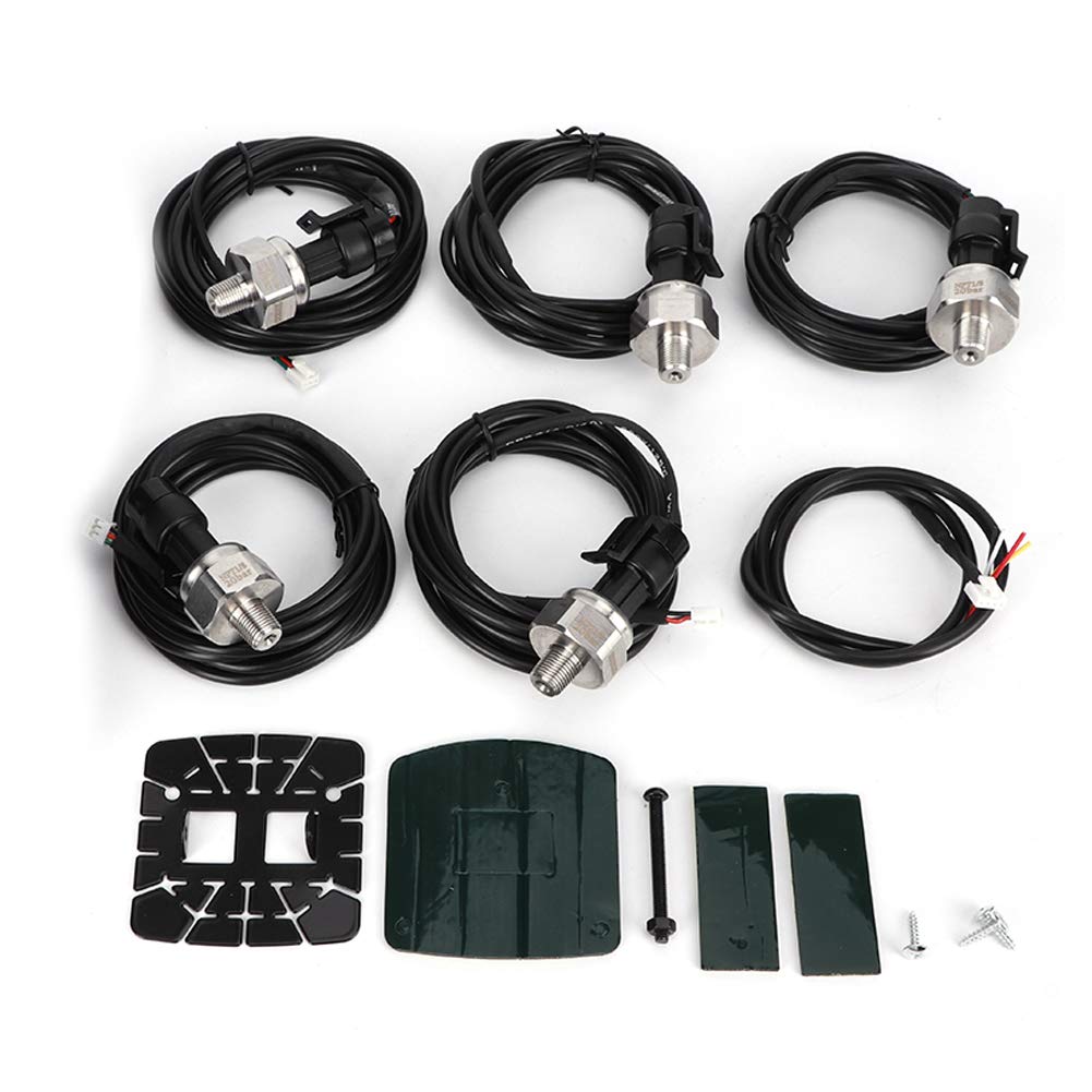 Medidor de Presión de Aire de Aluminio de 2,5 Pulgadas, 12 V con 5 Sensores, Contactos de Cobre de Respuesta Rápida para Amortiguador Neumático de Automóvil y Pantalla de Presión del