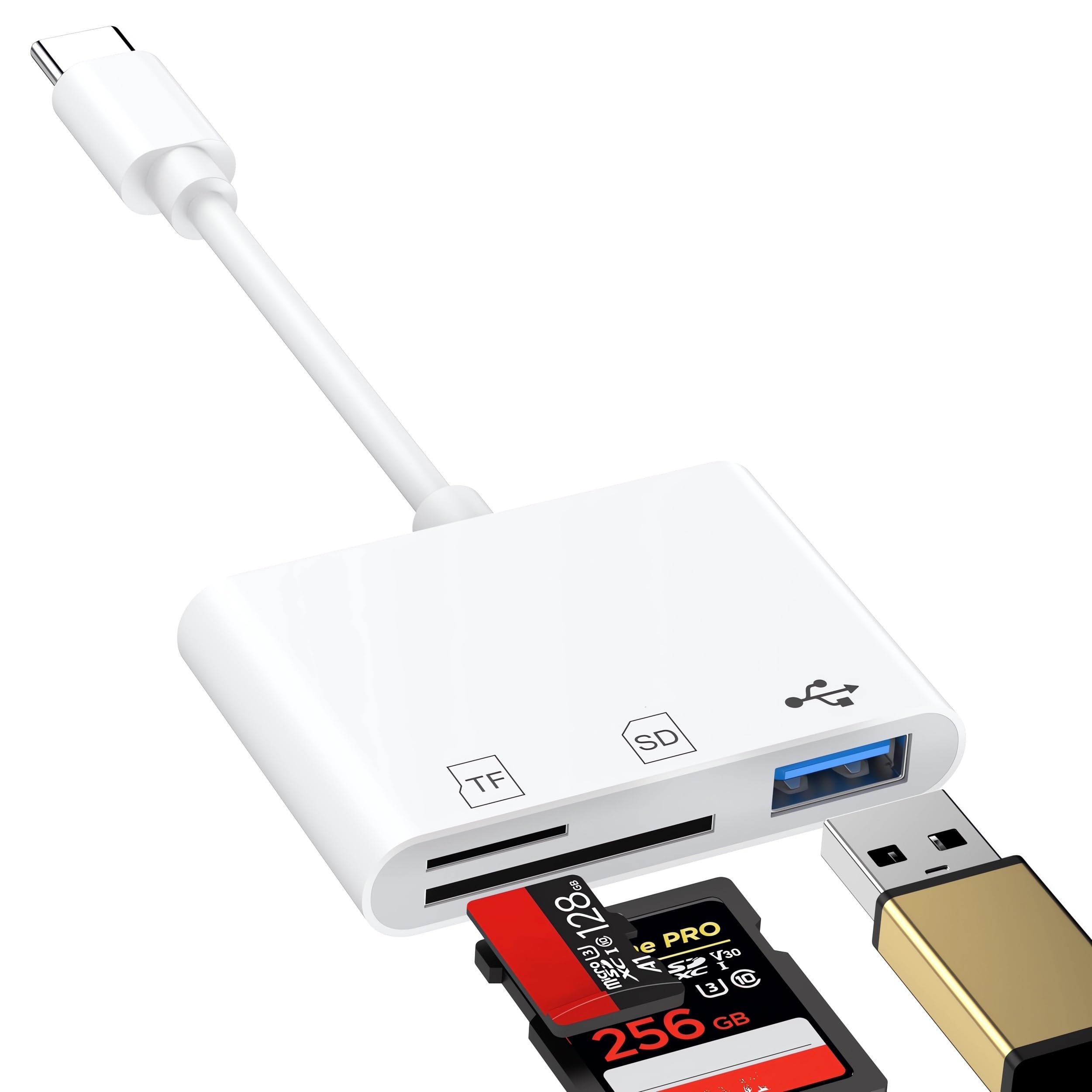 Photo 1 of [Apple MFi Certified] USB C to SD Card Reader, USB-C to Micro SD Card for iPhone, USB Type C Dual Memory Card Adapter Reader for iPhone 17 16 15 Pro Max iPad MacBook Samsung Galaxy PC Live Streaming