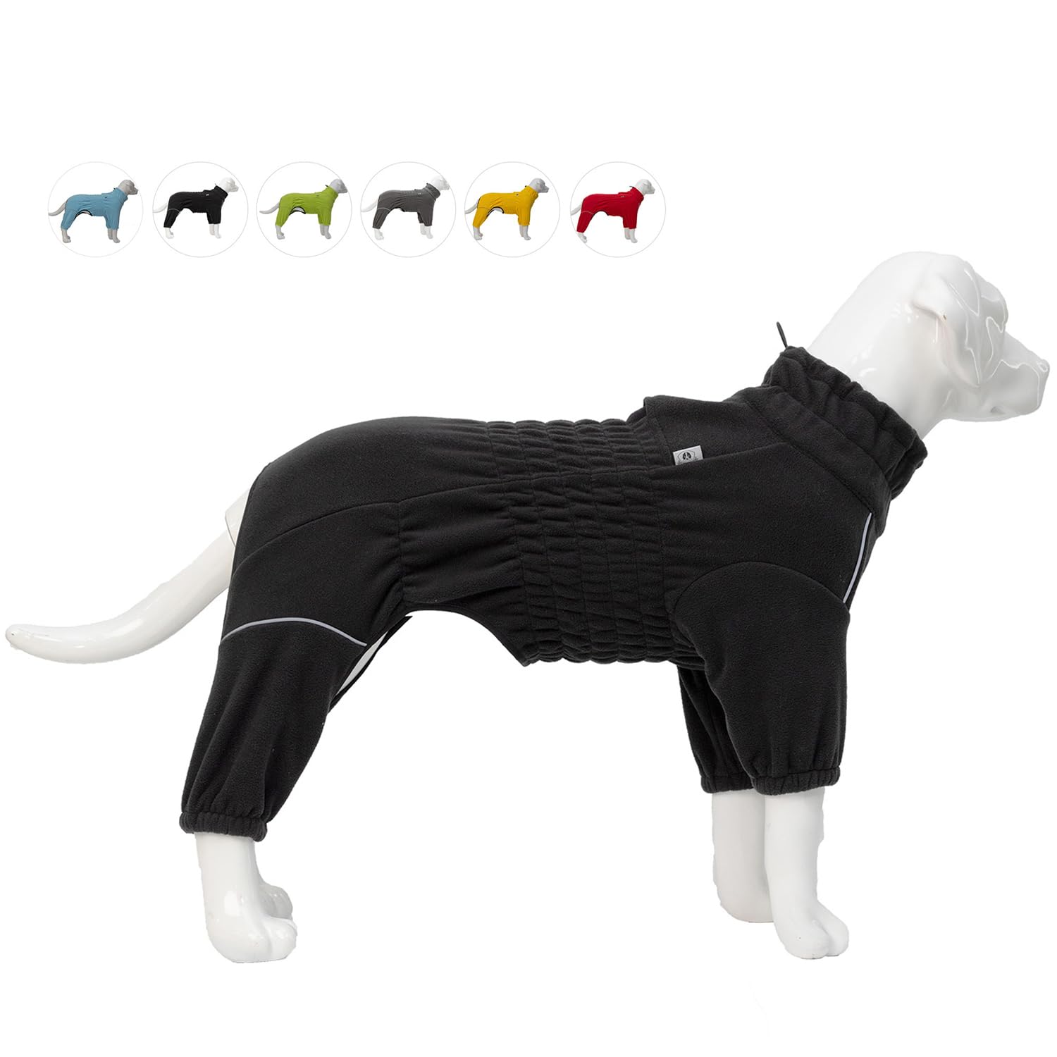 Warm Dog Coat, Windproof Jacket for Small to Large Dogs 4-Legged Fleece Winter Coat with Zippered Closure, Black, XXXXL