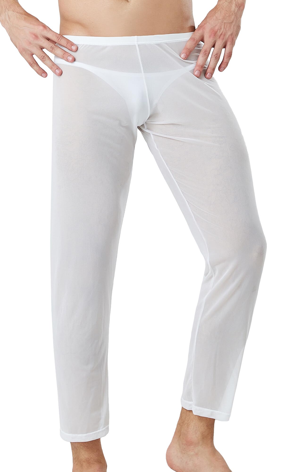 Panegy Pantaloni da pigiama da uomo, in rete, trasparenti, comodi, trasparenti, da discoteca